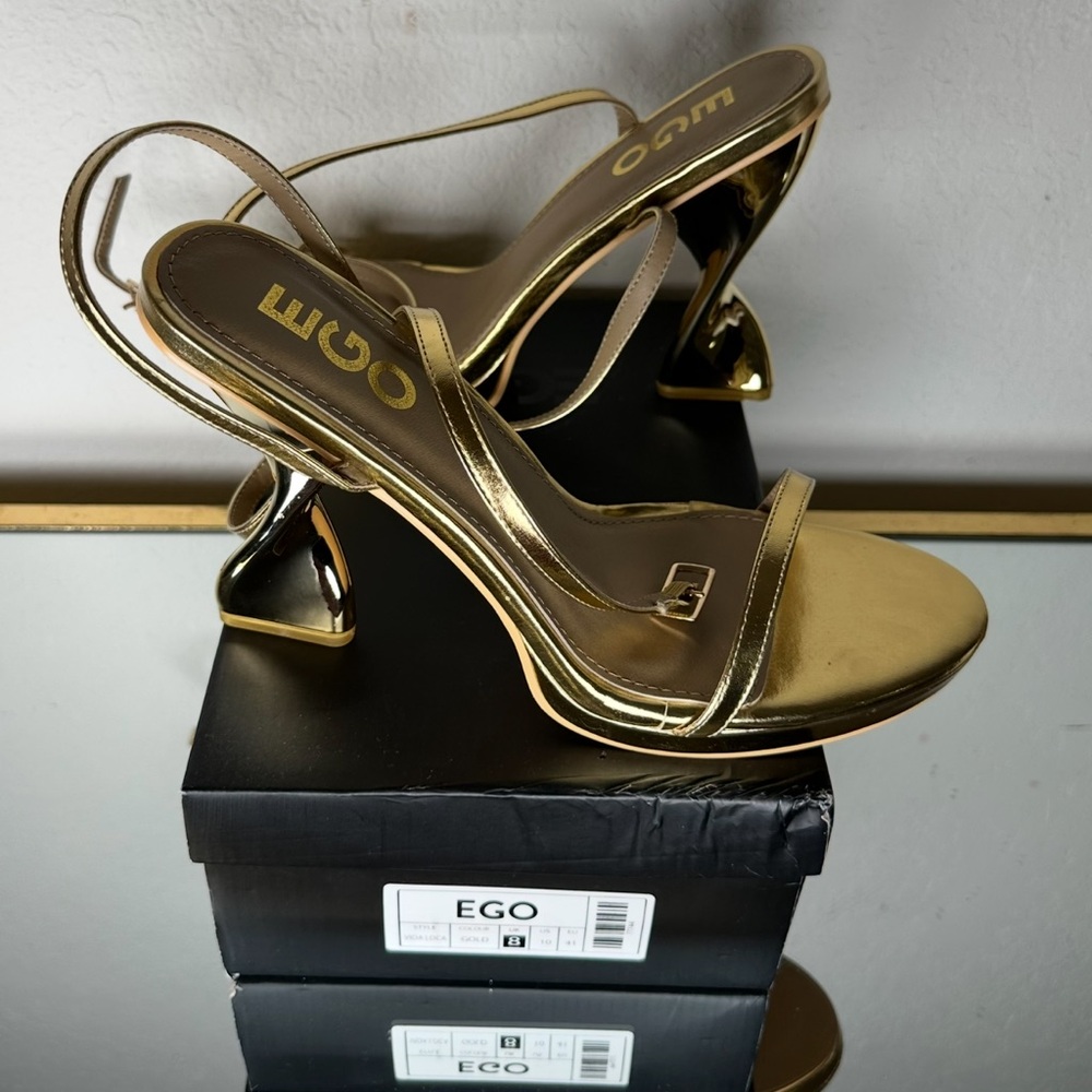 EGO Gold Strappy Heels – Size 10 - Picture 3 of 3